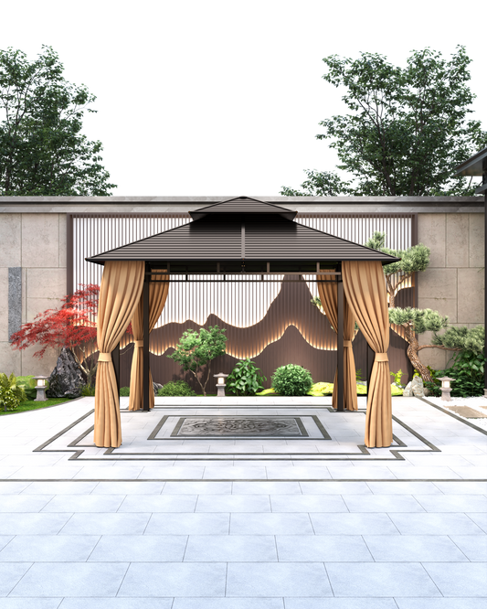 12x12 Feet Patio Hardtop Gazebo with Galvanized Steel Roof