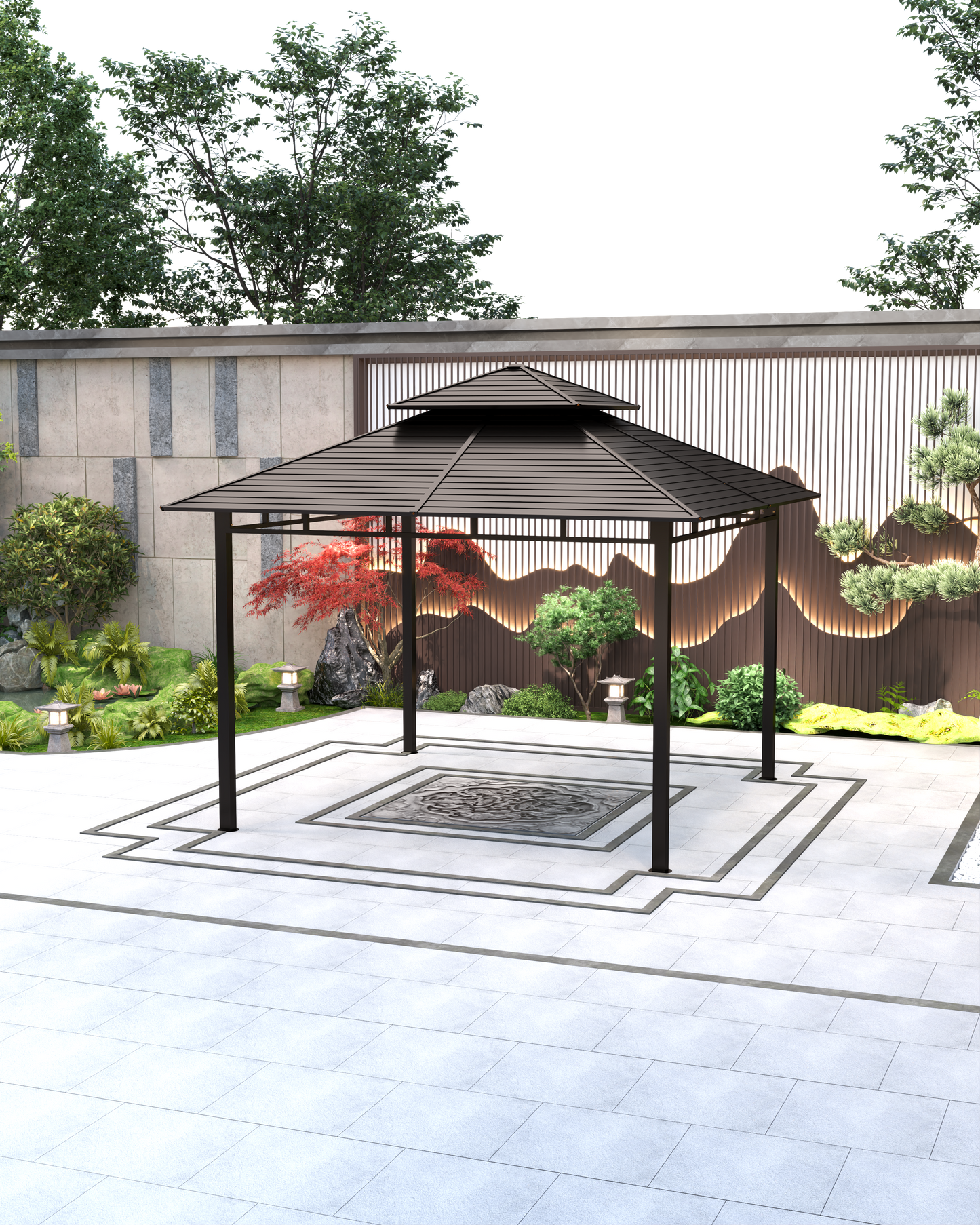 12x12 Feet Patio Hardtop Gazebo with Galvanized Steel Roof