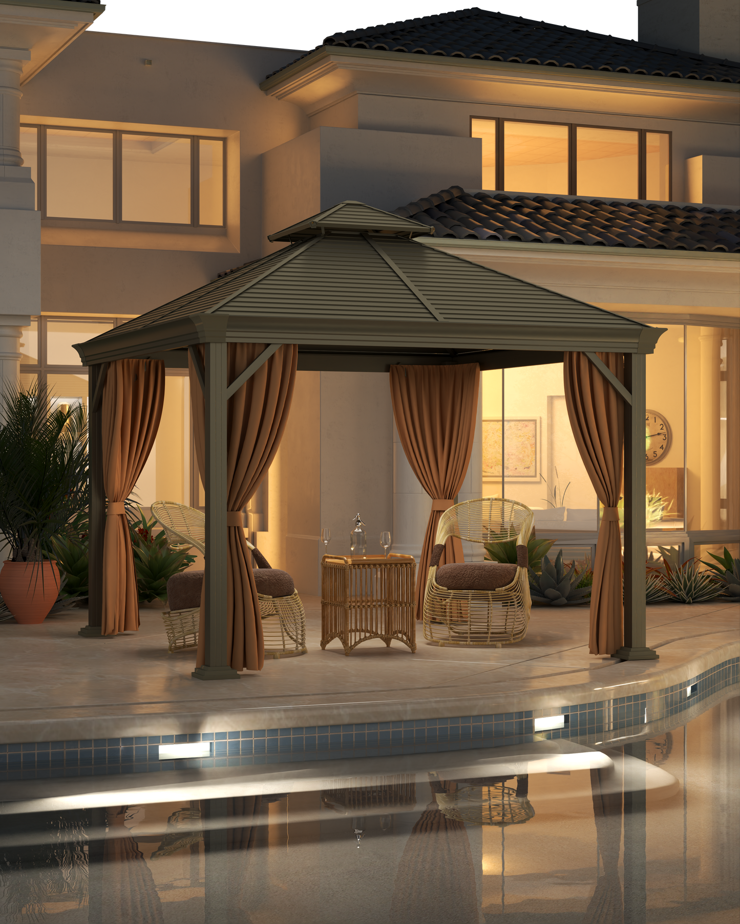 10x10 Feet Patio Hardtop Gazebo with Galvanized Steel Roof