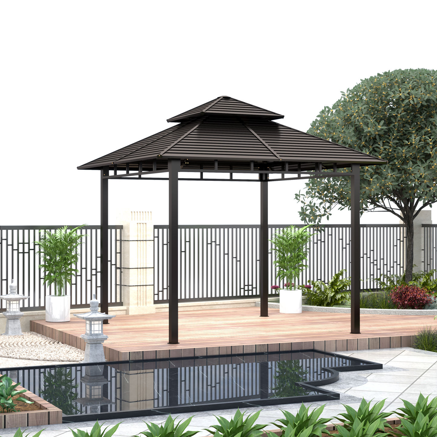 10x10 Feet Patio Hardtop Gazebo with Galvanized Steel Roof