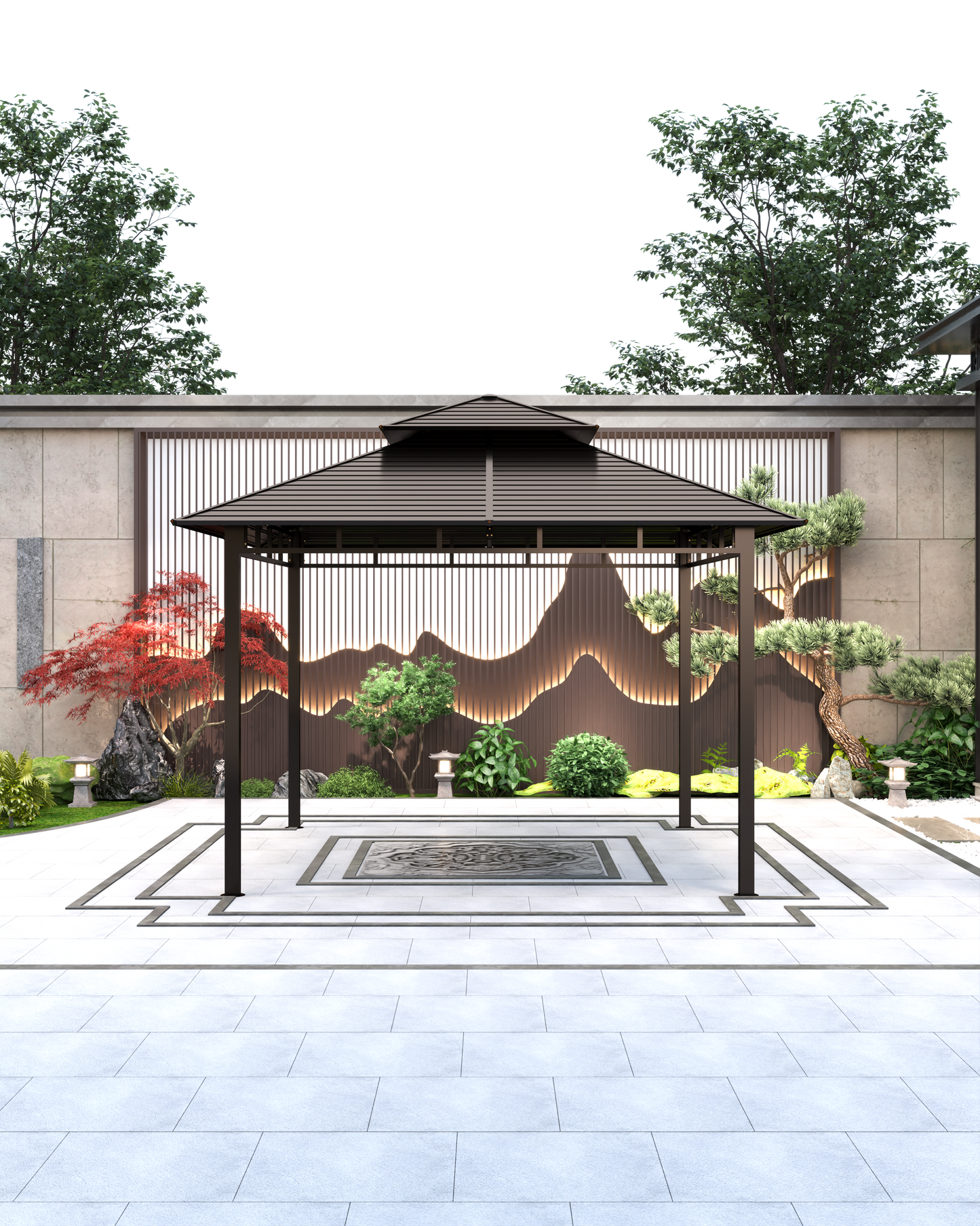 12x12 Feet Patio Hardtop Gazebo with Galvanized Steel Roof