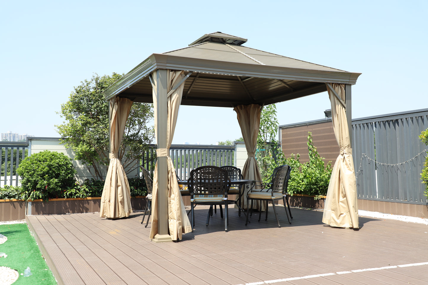 10x10 Feet Patio Hardtop Gazebo with Galvanized Steel Roof