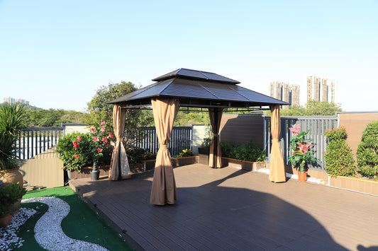 10x13 Feet Patio Hardtop Gazebo with Galvanized Steel Roof