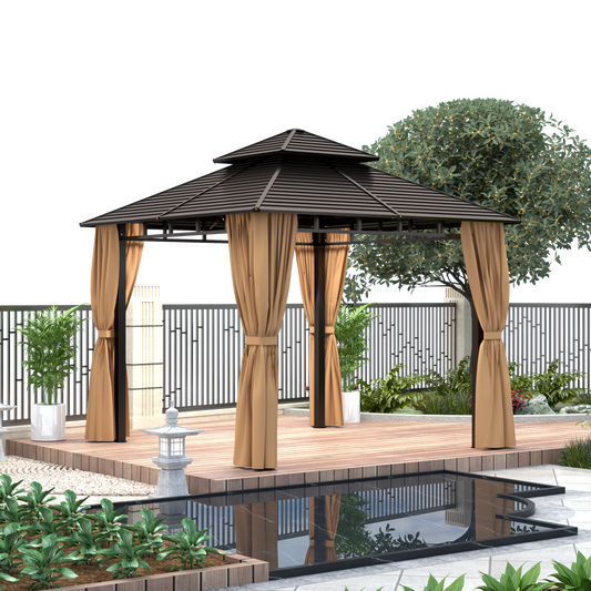10x10 Feet Patio Hardtop Gazebo with Galvanized Steel Roof