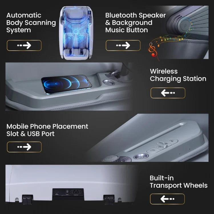 W442WL 2025 New Model Premium 4D Full Body Zero Gravity Massage Recliner with Airbags and Foot Rollers