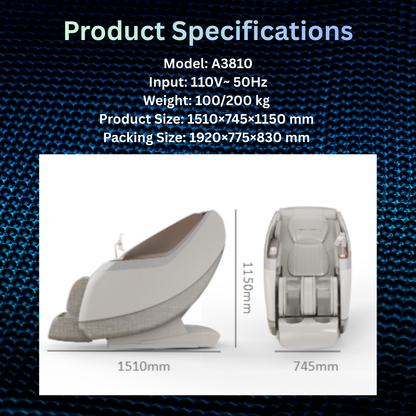 *PRE-ORDER* A3810: The 4D Pro Performance AI Zero Gravity Heated Full Body Massage Chair with Extended SL Track