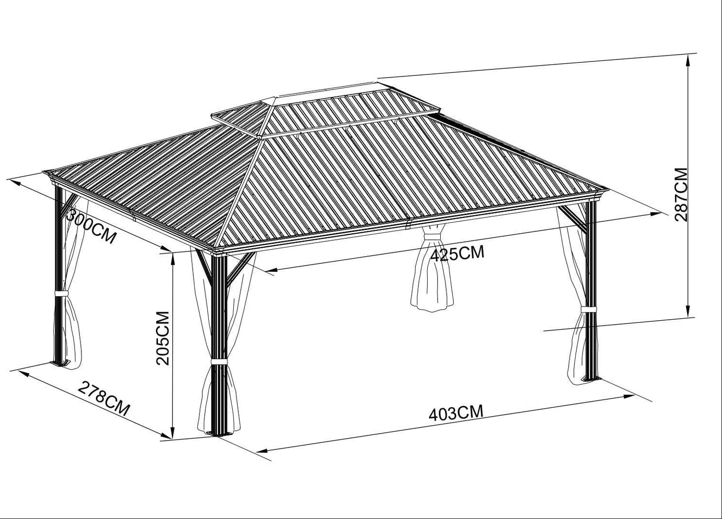 [New 2026] 10x14 ft Outdoor Aluminum Hardtop Gazebo with Galvanized Steel Double Roof Canopy, Curtains and Netting Included
