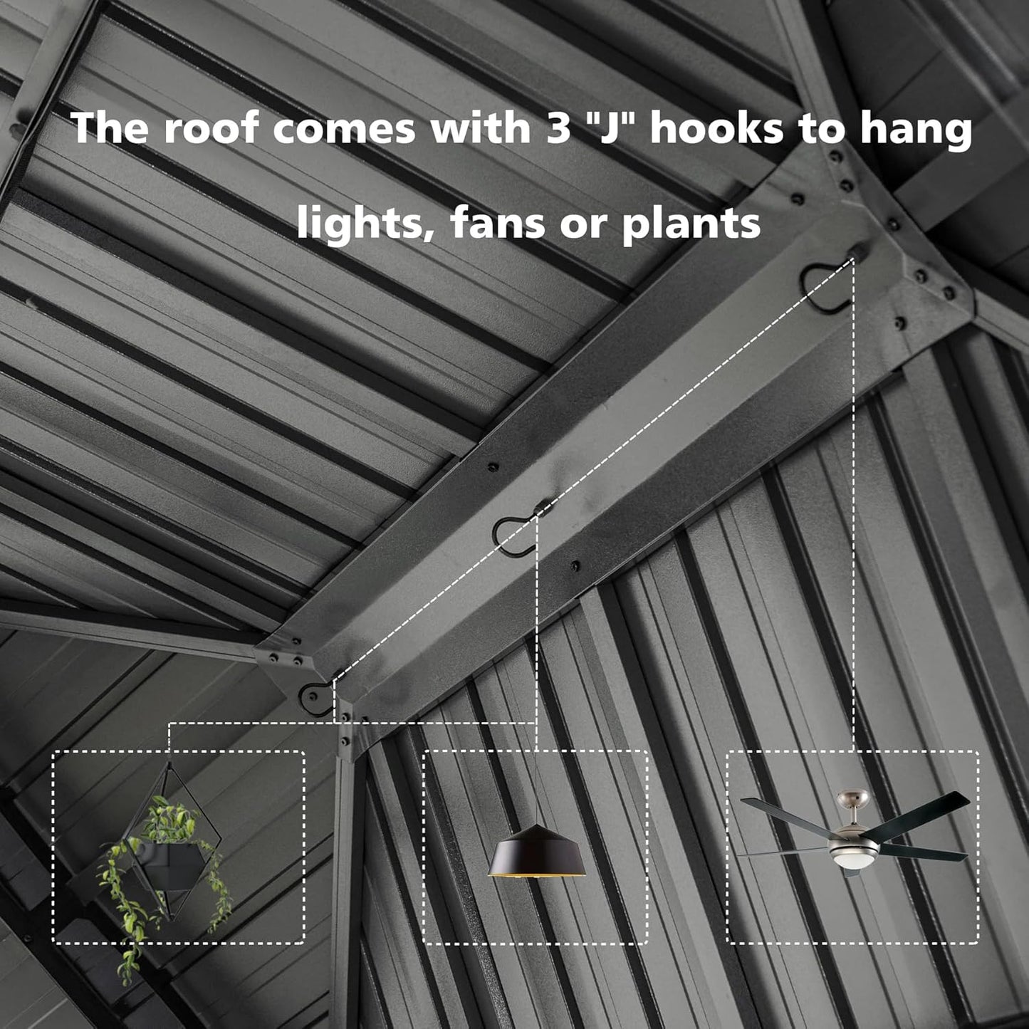 12' x 20' Double-Roof Hardtop Gazebo with Galvanized Steel Roof