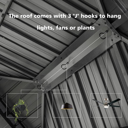 12' x 20' Double-Roof Hardtop Gazebo with Galvanized Steel Roof