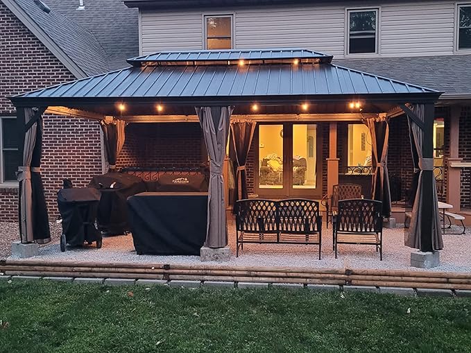 12' x 20' Double-Roof Hardtop Gazebo with Galvanized Steel Roof