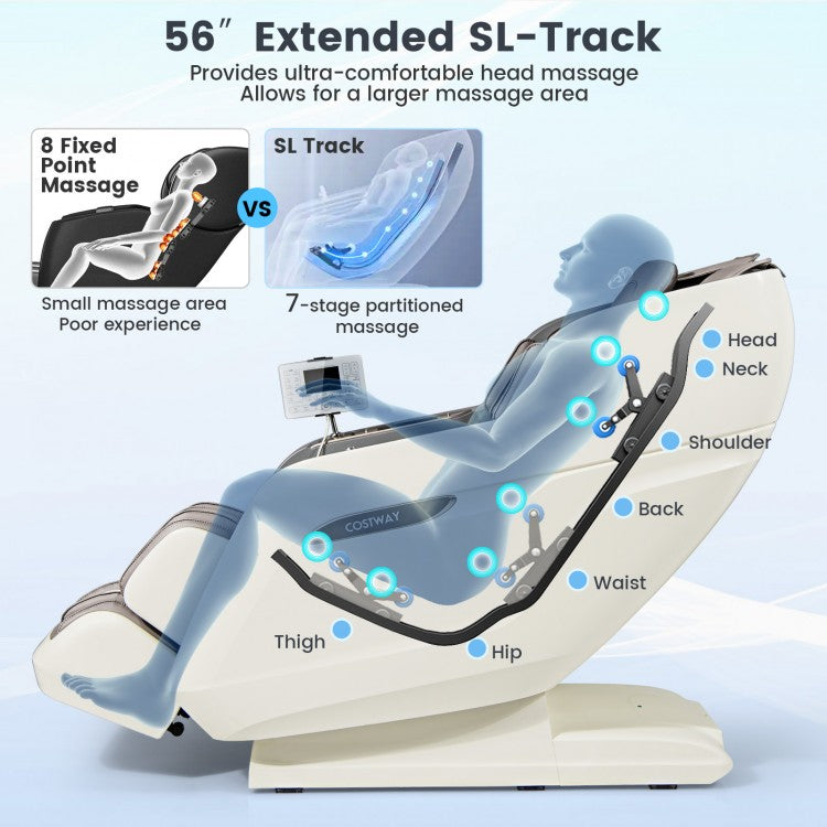 W336WL 3D SL Track Massage Chair with Airbags Waist and Calves Heating Foot Rollers