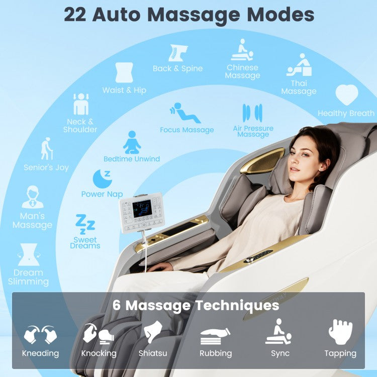 W336WL 3D SL Track Massage Chair with Airbags Waist and Calves Heating Foot Rollers