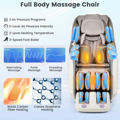 W336WL 3D SL Track Massage Chair with Airbags Waist and Calves Heating Foot Rollers