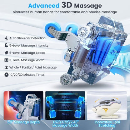 W336WL 3D SL Track Massage Chair with Airbags Waist and Calves Heating Foot Rollers