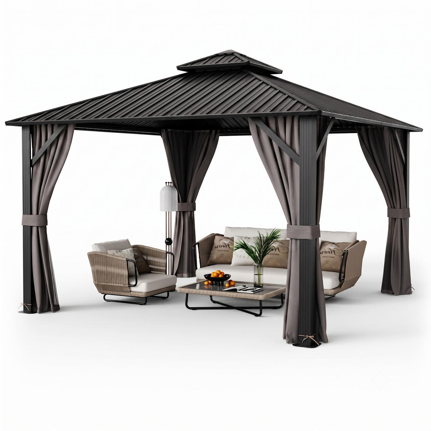 10 x 10 Feet Double-Roof Patio Hardtop Gazebo