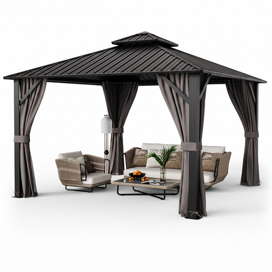 10 x 10 Feet Double-Roof Patio Hardtop Gazebo