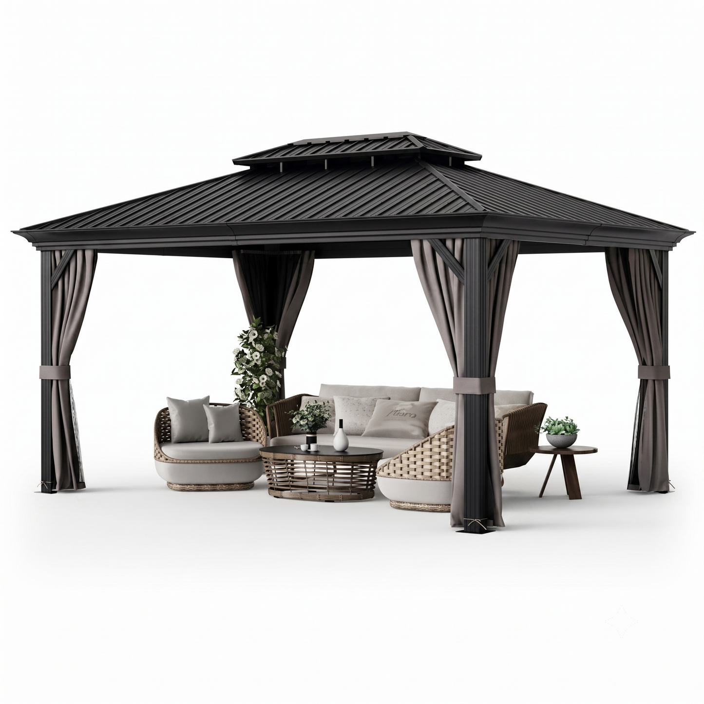 12x16 Double-Roof Hardtop Gazebo with Galvanized Steel Roof