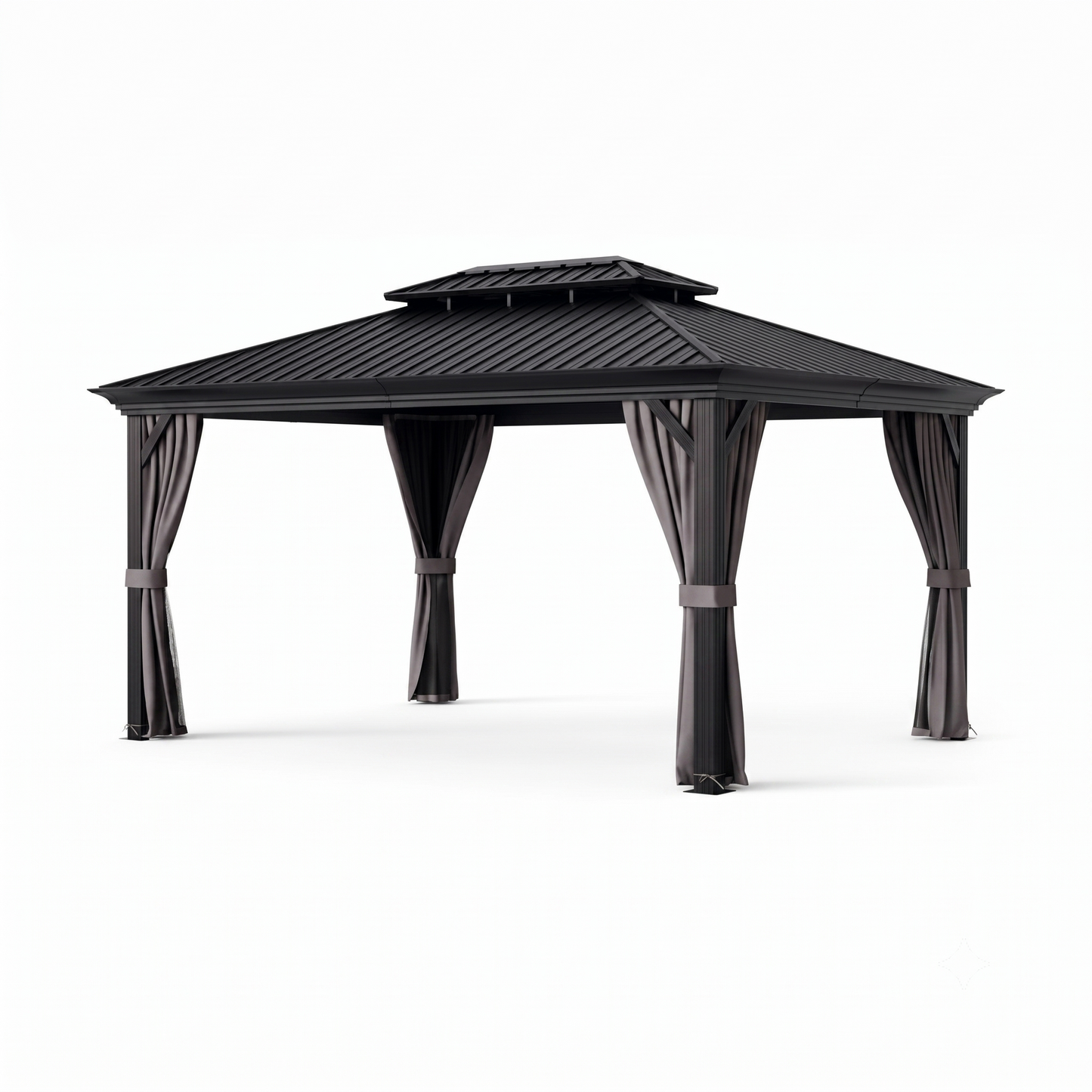 12x16 Double-Roof Hardtop Gazebo with Galvanized Steel Roof