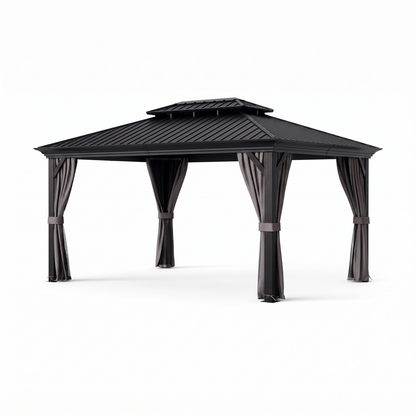 12x16 Double-Roof Hardtop Gazebo with Galvanized Steel Roof