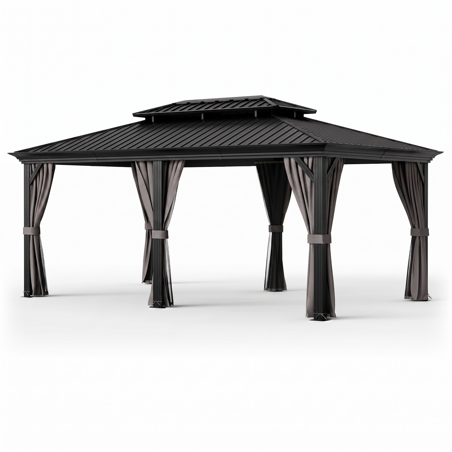 12' x 20' Double-Roof Hardtop Gazebo with Galvanized Steel Roof