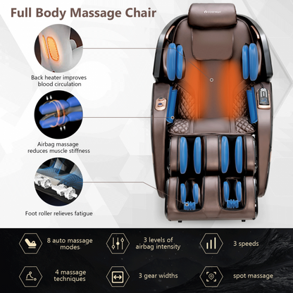 3D Double SL-Track Electric Full Body Zero Gravity Massage Chair with Heat Rolle