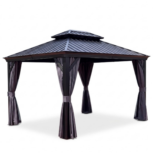 12x12 ft  Aluminium Patio Gazebo with Curtain And Net