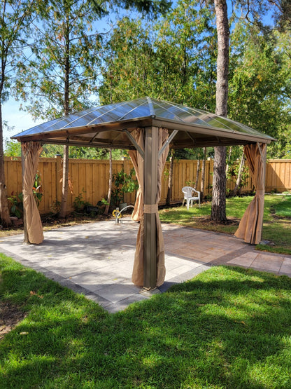 12x12 Feet Patio Hardtop Gazebo with Polycarbonate Roof