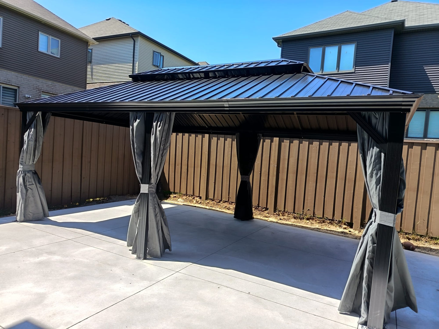 12' x 20' Double-Roof Hardtop Gazebo with Galvanized Steel Roof
