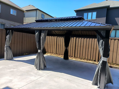 12' x 20' Double-Roof Hardtop Gazebo with Galvanized Steel Roof