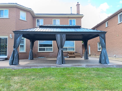 12' x 20' Double-Roof Hardtop Gazebo with Galvanized Steel Roof
