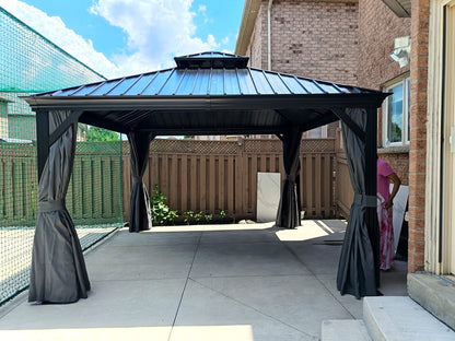 12x12 ft  Aluminium Patio Gazebo with Curtain And Net