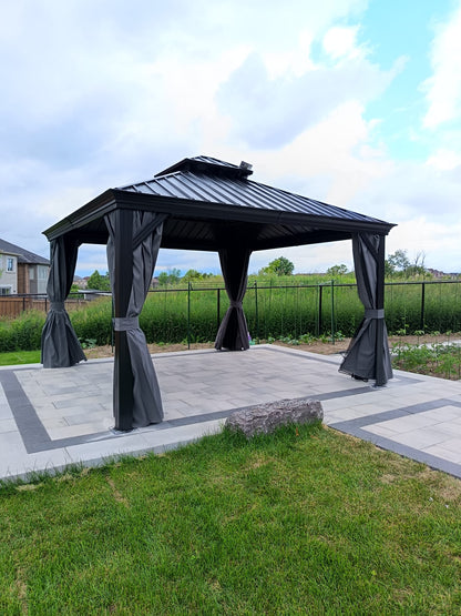 12x12 ft  Aluminium Patio Gazebo with Curtain And Net