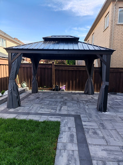 10x12 ft  Aluminium Patio Hardtop Gazebo with Curtain And Net